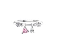 Mesnt Bague Fiancaille Femme, Bague de promesse Fine avec Motif de nœud et Pendentif en Forme de cœur en zircone cubique, Argent | Taille 56.5