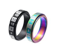 Mesnt Bague Homme Acier Inoxydable, Anneau Rotatif Anti-Stress Fidget Spinner Numbers Taille Coloré 64 & Noir 61.5