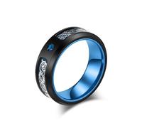 Mesnt Bague Homme Noir, Homme Acier Inoxydable Bague de Mariage Bicolore de 8MM avec Nœud Celtique et Zircon Cubique, Taille 61.5