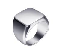 Mesnt Bague Mariage Homme, Acier Inoxydable Anneau Plat, carré, Simple et Lisse 18MM pour Hommes Argent, Taille 49