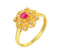 Mesnt Bagues en or jaune 750 18 carats pour femme avec ru t diamant de 0,28 carats (ajustez la taille de la bague), Klein, Ru iamant