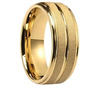 Mesnt Bagues Or, Tungstène Bague de Mariage Mate 8MM pour Hommes avec Groove Central, Taille 59