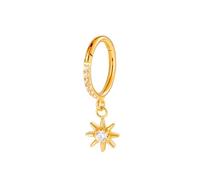Mesnt Boucle D Oreille Tragus Titane, 1pcs 16G Anneaux de nez percés Créoles ornées d'un soleil et de zirconiums cubiques, Style 3-Or, 1.2x8mm