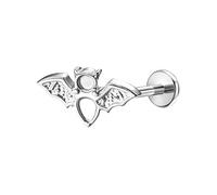 Mesnt Boucle D Oreille Tragus Titane, 1pcs 20G Clous de nez percés sans filetage En forme de chauve-souris, Argent, 0.8x8xM0.45Z