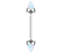 Mesnt Boucle D'Oreille Cartilage Homme, 1pcs 16G Clous de nez percés à filetage interne avec blanc opale double face en Titane, Blanc argenté, 1.2x10mmxM0.9