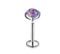 Mesnt Boucle D'Oreille Femme Helix, 1pcs 16G Clous de nez percés à filetage interne avec bleu violet opale en Titane, Argent violet bleu - 5 mm, 1.2x8mm