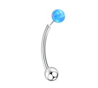 Mesnt Boucle D'Oreille Helix, 1pcs 16G Clous de nez percés à filetage interne avec une opale bleue de 4 mm en Titane, Argent, 1.2x12mm