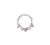 Mesnt Boucle D'Oreille Helix Acier Inoxydable, 1pcs 16G Anneaux de nez percés Créoles ornées d'un cœur en zircon cubique, Rose argenté-Style 25, 1.2x10mm