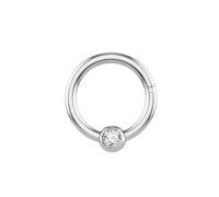Mesnt Boucle D'Oreille Helix Acier Inoxydable, 1pcs 16G Anneaux de nez percés Créoles polies avec zircone cubique solitaire, Argent, 1.2x8mm