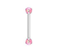 Mesnt Boucle D'Oreille Helix Titane, 1pcs 16G Clous de nez percés à filetage interne avec opale rose, Argent, 1.2x16mmx3mm