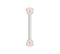 Mesnt Boucle D'Oreille Helix Titane, 1pcs 16G Clous de nez percés à filetage interne avec opale rose clair, Argent, 1.2x14mmx5mm