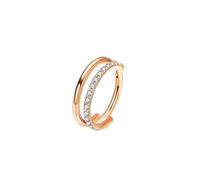 Mesnt Boucle D'Oreille Piercing Cartilage, 1pcs 16G Anneaux de nez percés Créoles double couche avec une rangée de zircones cubiques en Titane, Style 2-Or rose, 1.2x10mm