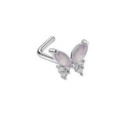 Mesnt Boucle Oreille Anneau Tragus, 1pcs 20G Clous de nez percés en forme de L Papillon orné de zirconiums cubiques en Acier inoxydable, Violet clair argenté-Style 7, 0.8x7mm