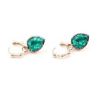 Mesnt Boucles d'oreilles créoles en or blanc 9 carats avec pendentif en forme de poire en émeraude 4 carats / 5 carats, Émeraude créée