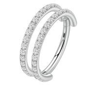 Mesnt Boule Piercing Tragus, 1pcs 16G Anneaux de nez percés Double couche avec zircone cubique en Titane, Argent, 1.2x8mm