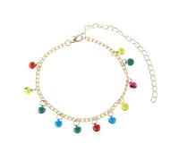 Mesnt Bracelet Cheville Femme Or, Chaîne avec Pendentif Cloches colorées Chaînes de Pieds, Bijoux de Plage pour Femmes,Longueur: 22+10CM