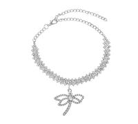 Mesnt Bracelet de Cheville Femme, Argent Chaîne de Tennis avec Pendentif Libellule Bracelets de Cheville Chaîne Bijoux de Pied Réglable pour Femmes Filles,Longueur: 17.5+10CM