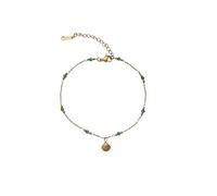 Mesnt Bracelet de Cheville Femme, Doré Vert Chaîne de Perles avec Pendentif Coquillage Plage Bijoux de Pied réglables pour Femmes,Longueur: 21+4CM
