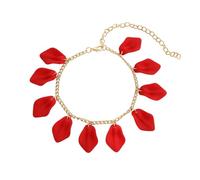 Mesnt Bracelet de Cheville Réglable pour Femme, Rouge foncé Pendentif chaîne avec pétales Rouge foncé Bracelets de Cheville Chaîne Bijoux de Pied Réglable pour Femmes Filles,Longueur: 22+10.5CM