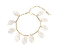 Mesnt Bracelet Pied Femme, Blanc Pendentif chaîne avec pétales Blancs Bracelets de Cheville Femme Bijoux De Plage D'été,Longueur: 22+10.5CM
