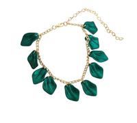Mesnt Bracelets de Cheville pour Femme, Vert Pendentif chaîne avec pétales Verts Chaînes de Pieds, Bijoux de Plage pour Femmes,Longueur: 22+10.5CM