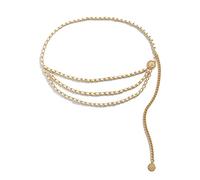 Mesnt Chaîne Ceintures Taille Ceinture Liens pour Femmes Chaîne à Trois Couches avec Pendentif Chaîne de Taille Or Blanc Chaîne Corps Femme, 72CM