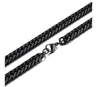 Mesnt Chaîne Femme Acier Inoxydable, 11MM Chaîne Cubaine en Acier Inoxydable Noir 45CM