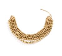 Mesnt Collier Multi Rangs Femme, Collier Ras du Cou pour Femmes et Filles Perle Chaîne Colliers Multi Rangs 5 Couches Bijoux Cadeaux pour Femme Cadeau de Noël Anniversaire,Fête des Mères, Or