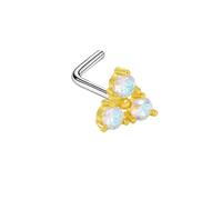 Mesnt Helix Piercing Oreille Acier Inoxydable, 1pcs 20G Clous de nez percés en forme de L Triangle avec zircon cubique, Or-Style 2, 0.8x7mm