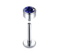 Mesnt Helix Piercing Oreille Homme, 1pcs 16G Clous de nez percés à filetage interne Rond avec zircone cubique en Titane, Bleu foncé argenté, 1.2x6mm