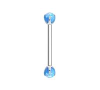 Mesnt Helix Piercing Oreille Titane, 1pcs 16G Clous de nez percés à filetage interne avec de l'opale bleue, Argent, 1.2x12mmx5mm