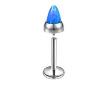 Mesnt Helix Piercing Oreille Titane, 1pcs 18G Clous de nez percés à filetage interne avec bleu opale conique, Argent, 1.0x8mmxM0.9