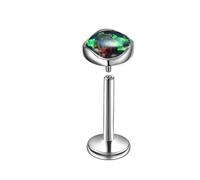 Mesnt Helix Piercing Oreille Titane, 1pcs 18G Clous de nez percés à filetage interne avec vert foncé opale, Argent vert foncé - 5 mm, 1.0x10mm