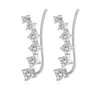 Mesnt MESNT11YGZEU0152 Boucles d'oreilles pour femme en or blanc 9 carats avec moissanite carrée