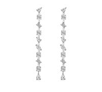 Mesnt MESNT11YGZEU0231 Boucles d'oreilles en or véritable 18 carats avec pompon long en moissanite et moissanite