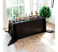 Mesnt Nappe Anti Tâches, Polyester Paillettes Couleur Unie Nappe Anti-tâche Protection de Table pour Salle à Mangerr, Jardin, Noir, 180 x 180 cm