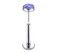 Mesnt Piercing Anneau Helix, 1pcs 18G Clous de nez percés sans filetage Rond de 4 mm avec opale en Titane, Opale argentée violette, 1.0x10mm
