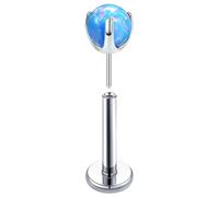 Mesnt Piercing Anneau Nez Titane, 1pcs 18G Clous de nez percés sans filetage Rond avec opale, Opale bleu argenté, 1.0x6x3mm