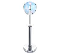 Mesnt Piercing Anneau Nez Titane, 1pcs 20G Clous de nez percés sans filetage Rond avec opale, Opale bleu clair argentée, 0.8x6x4mm