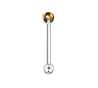Mesnt Piercing Anneau Titane, 1pcs 16G Clous de nez percés à filetage interne avec une pierre œil-de-tigre brune, Argent, 1.2x18mmx4mm