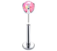 Mesnt Piercing Anneau Titane, 1pcs 16G Clous de nez percés sans filetage Rond avec opale, Opale rose argentée, 1.2x10x4mm