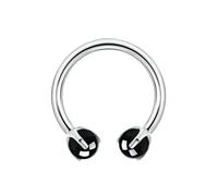 Mesnt Piercing Cartilage Oreilles Helix, 1pcs 16G Anneaux de nez percés Agate noire en Titane, Argent, 1.2x8mmx5mm