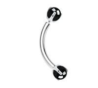 Mesnt Piercing Helix Anneaux, 1pcs 16G Clous de nez percés à filetage interne avec de l'agate noire en Titane, Argent, 1.2x10mmx5mm