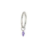 Mesnt Piercing Helix Homme, 1pcs 16G Anneaux de nez percés Créole simple avec pendentif en zircon cubique violet en forme de marquise en Titane, Style 8-Argent, 1.2x10mm