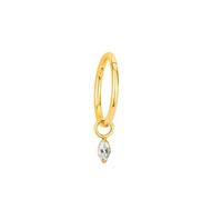 Mesnt Piercing Helix Titane, 1pcs 16G Anneaux de nez percés Créole simple avec pendentif en zircon cubique blanc de forme marquise, Style 8-Or, 1.2x6mm