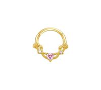 Mesnt Piercing Narine Anneau Acier Chirurgical, 1pcs 16G Anneaux de nez percés Créole et fleur avec zircon cubique en forme de cœur, Or rose-Style 15, 1.2x10mm