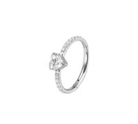 Mesnt Piercing Nostril Titane, 1pcs 16G Anneaux de nez percés Créoles d'éternité avec zircon cubique en forme de cœur blanc, Argent, 1.2x10mm