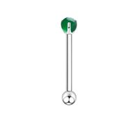 Mesnt Piercing Nostril Titane, 1pcs 16G Clous de nez percés à filetage interne avec de l'agate verte, Argent, 1.2x12mmx5mm