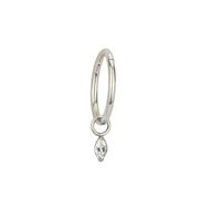 Mesnt Piercing Nostril Titane, 1pcs 18G Anneaux de nez percés Créole simple avec pendentif en zircon cubique blanc de forme marquise, Style 8-Argent, 1.0x10mm