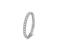 Mesnt Piercing Oreille Cartilage, 1pcs 18G Anneaux de nez percés Créoles ornées de zirconiums cubiques blancs en Titane, Blanc argenté, 1.0x9mm